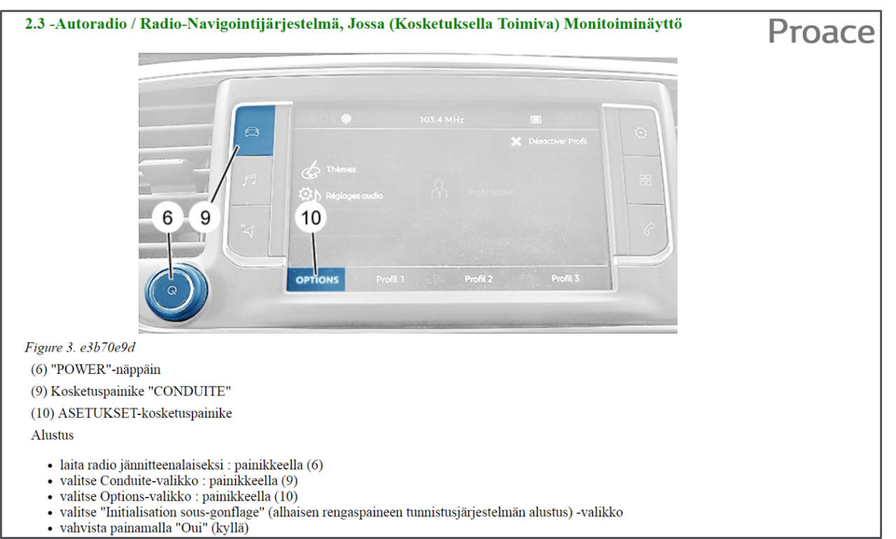 Proace Verso alustuspainikkeen sijainti